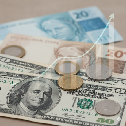 Dólar sobe com cautela global e ruídos fiscais no Brasil
